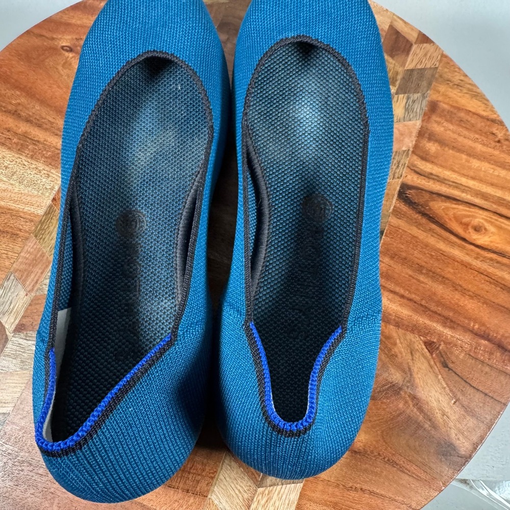 Rothys The Flat Womens 10 Bright Blue Rounded Toe Washable Knit Ballet Flats - Picture 5 of 7
